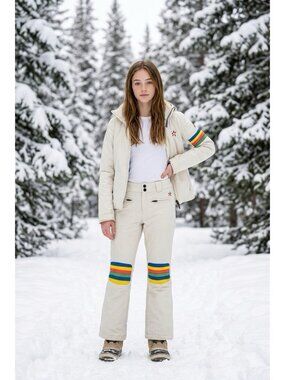 PERFECT MOMENT Aurora Girls  Flare Snow Rainbow Pants Size 12